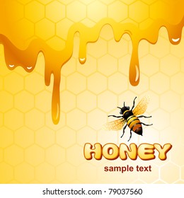 Bee on honeycomb. Background for you design.