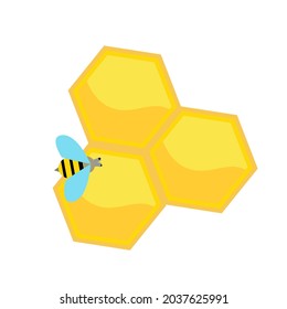 Abeja en el peine de miel. Arte de clip vectorial aislado