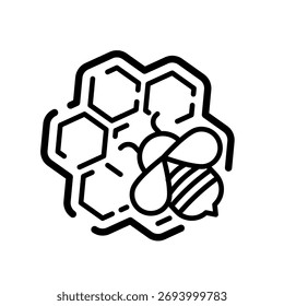 Abeja en panal - icono de Vector