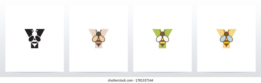 Bee On Letter Logo Design Y