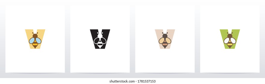 Bee On Letter Logo Design V
