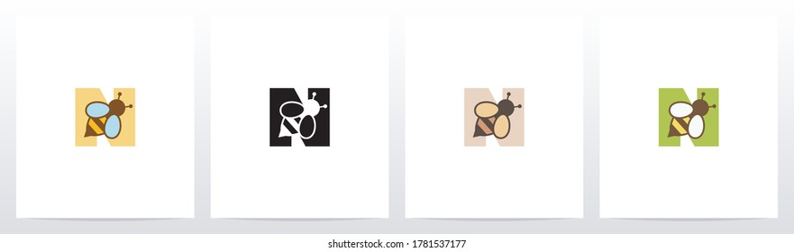 Bee On Letter Logo Design N