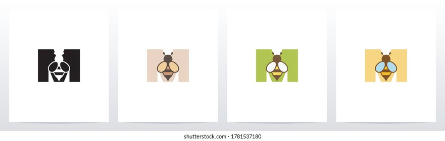 Bee On Letter Logo Design M