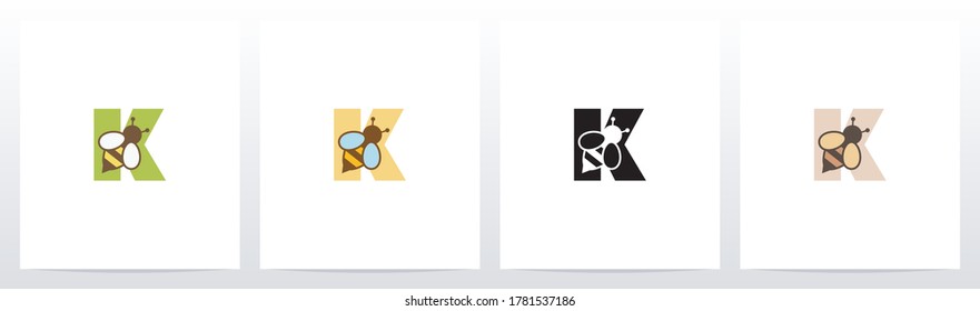 Bee On Letter Logo Design K