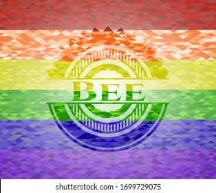 Bee on mosaic background with the colors of the LGBT flag