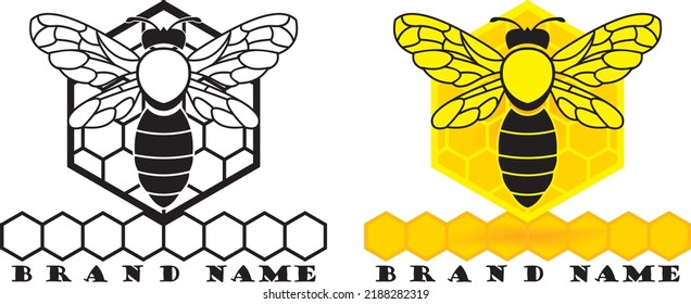 Bee on the wax background. Yellow bee and black bee. Content for brands.Brandname.   Concept of bee.