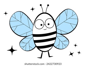 Abeja con fondo blanco. Doodle
