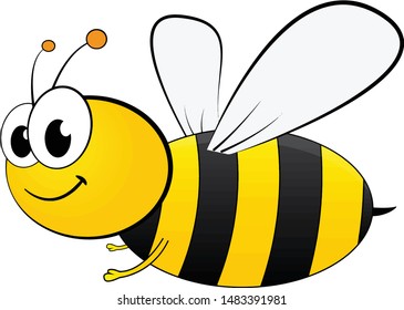 Bee on White Background Vector Illustration