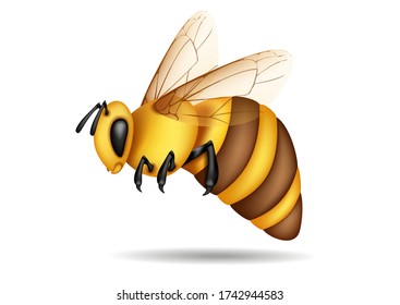 Abeja con un fondo blanco. Wasp, un insecto. Cariño. Vector de material.