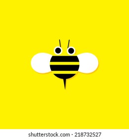 Bee on yellow  background, Vector.