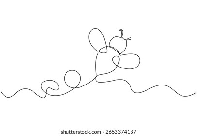 Bee one continuous line sketch. Hand drawn doodle illustration of insect, Honey bee continuous one line drawing. Honeybee insect single line art illustration. Editable vector.