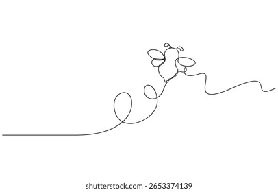 Bee one continuous line sketch. Hand drawn doodle illustration of insect, Honey bee continuous one line drawing. Honeybee insect single line art illustration. Editable vector.