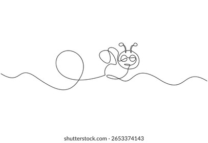 Bee one continuous line sketch. Hand drawn doodle illustration of insect, Honey bee continuous one line drawing. Honeybee insect single line art illustration. Editable vector.