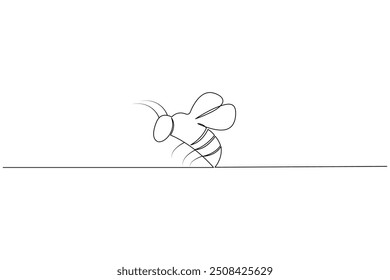 Bee one line art and continuous single line isolated outline vector icon