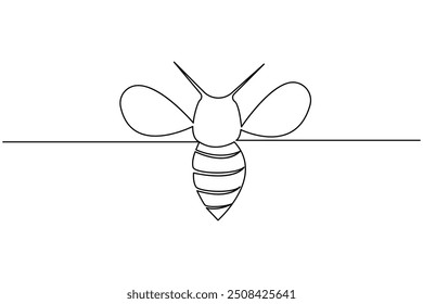 Bee one line art and continuous single line isolated outline vector icon