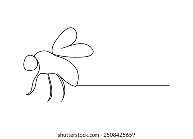 Bee one line art and continuous single line isolated outline vector icon