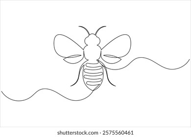 Bee one line drawing art of isolated continuous outline illustration