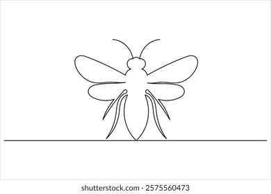 Bee one line drawing art of isolated continuous outline illustration