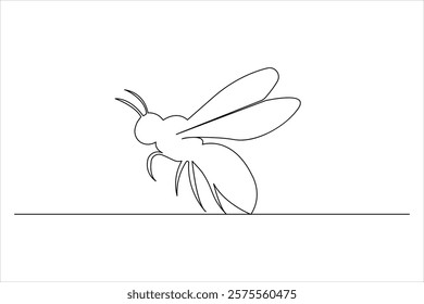Bee one line drawing art of isolated continuous outline illustration