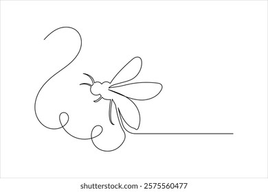 Bee one line drawing art of isolated continuous outline illustration