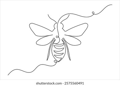 Bee one line drawing art of isolated continuous outline illustration