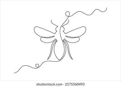 Bee one line drawing art of isolated continuous outline illustration