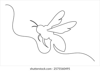 Bee one line drawing art of isolated continuous outline illustration