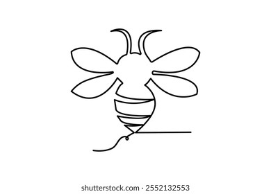 Bieneneinzeilige Zeichnung von minimalistischem Vektorsymbol mit schwarz-weißem Hintergrund