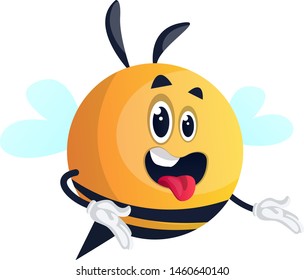 Abeja con boca abierta, ilustración, vector sobre fondo blanco.