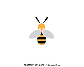 Bee open wings and fly for logo design