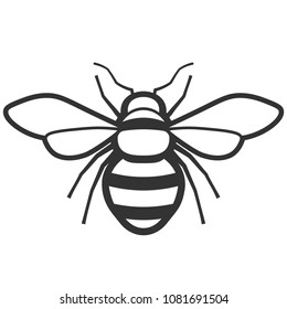 Bee outline black icon. Clipart image isolated on white background