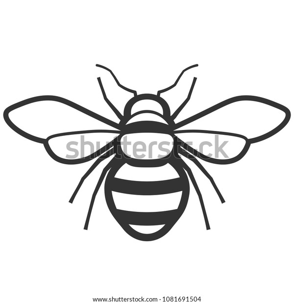 蜂の輪郭の黒いアイコン 白い背景にクリップアートの画像 のベクター画像素材 ロイヤリティフリー
