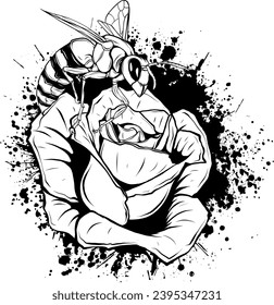 Bee outline black and white