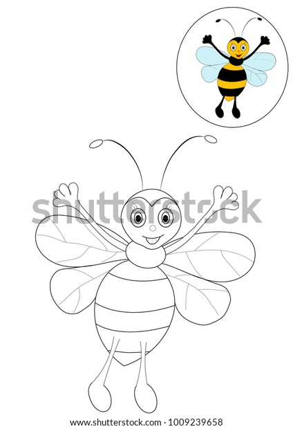Bee Outline Coloring Vector Stock Vector (Royalty Free) 1009239658