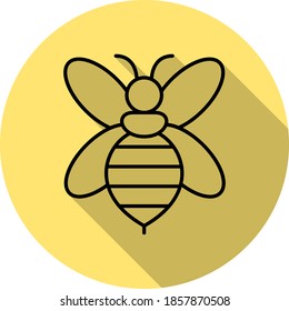 Bee outline icon in long shadow style