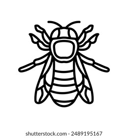 Icono de Contorno de abeja, Ilustración vectorial