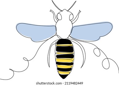 bee outline in one line,vector