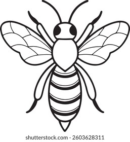 Bee outline vector art black color