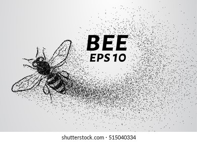 Bee of the particles. The bee consists of small circles and dots. Vector illustration