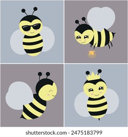 Bee Party Clipart Designs For Kids, Bee Topper Png, Bee Digital Stickers, Sublimation Designs