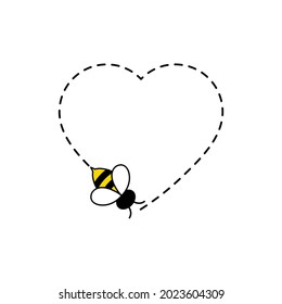 bee path. bee fly  heart route. heart path vector icon
