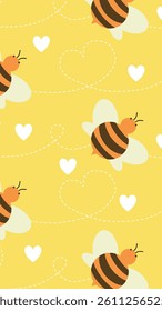 Bee pattern background. Cute bee illustration pattern. Cute animal wallpaper. Perfect for fabrics, textile, wallpaper, decor. SSTKbackgrounds
