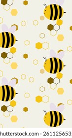 Bee pattern background. Cute bee illustration pattern. Cute animal wallpaper. Perfect for fabrics, textile, wallpaper, decor. SSTKbackgrounds

