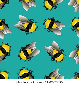 Bee pattern background. seamless pattern, funny bumblebees