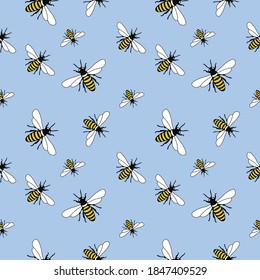 bee pattern fly honey animal insect young tee illustration art vector