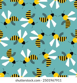 Bee pattern seamless. insect honeybee background. Baby fabric texture