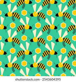Bee pattern seamless. insect honeybee background. Baby fabric texture