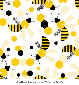 Bee pattern seamless. insect honeybee background. Baby fabric texture