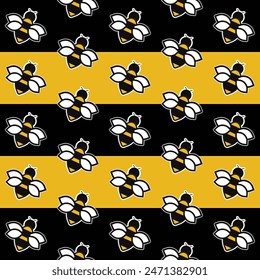 Bee Pattern Vector Seamless Background