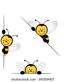 Bee peeking from behind in various positions
